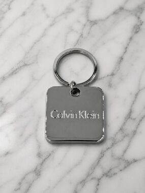 Calvin Klein Polished Silver Square Key Ring